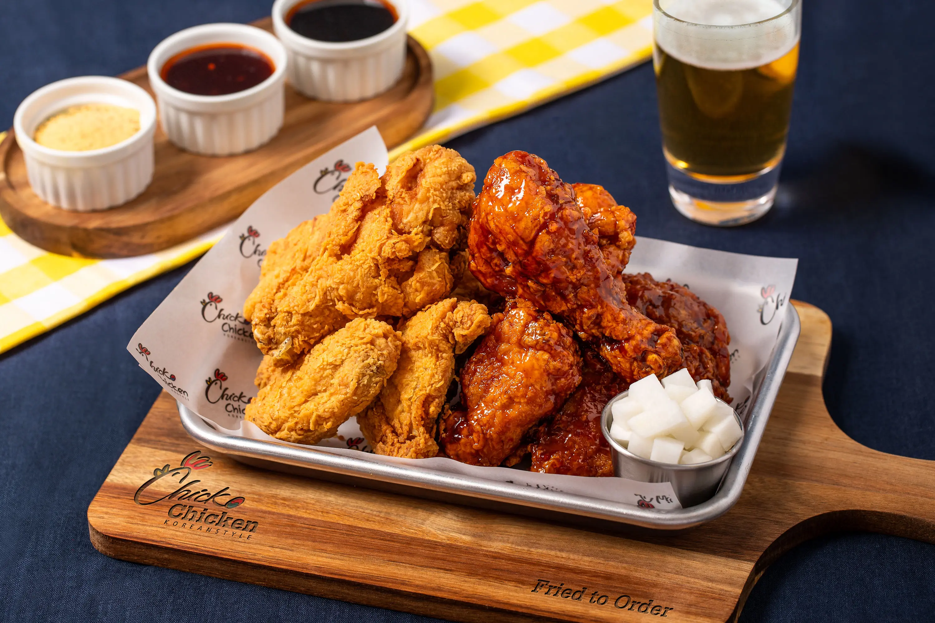 Half and Half boneless chicken with two flavours on one platter